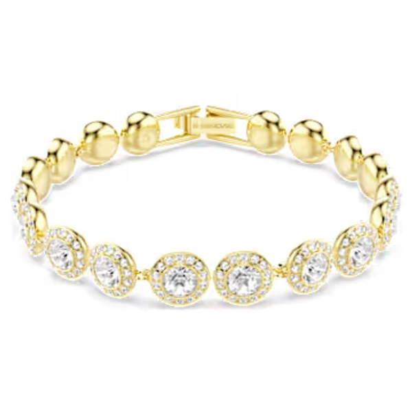 Una Angelic Armband, Rundschliff, Pavé, Mittel, Weiß, 18K Goldbeschichtet