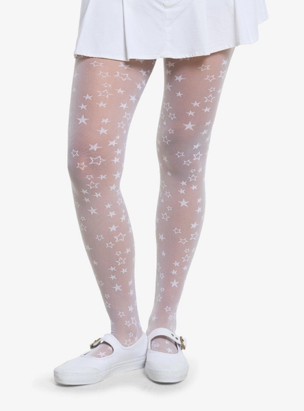 White Star Back Seam Sheer Tights