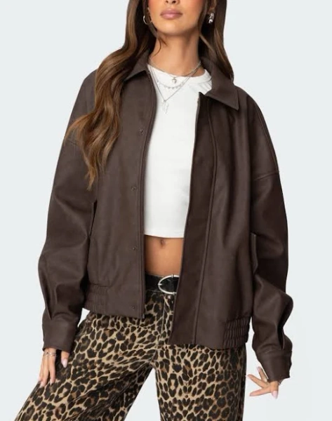 Edikted Women's Oversized Faux Leather Jacket