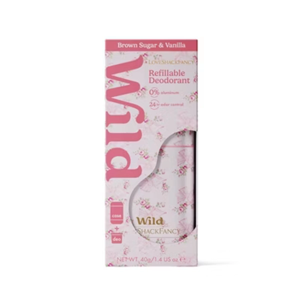 LoveShackFancy x Target - Wild Cosmetics Rosa Beaux Refillable Deodorant - Brown Sugar & Vanilla - 1.4oz - Pink Mint