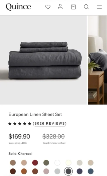 Linen Sheets | Quince in Charcoal