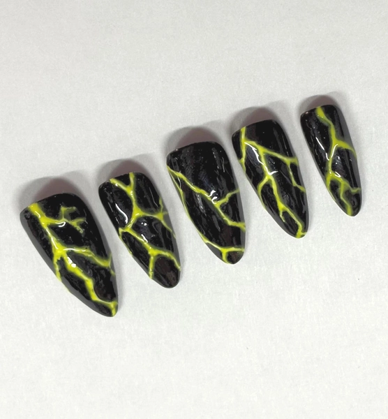 Lightning Storm Press On Nail Set 3D Gel X