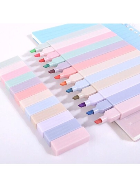 12pcs Fluorescent Marker Pens, Colorful Highlighters With Large Ink Capacity For Students Back To School