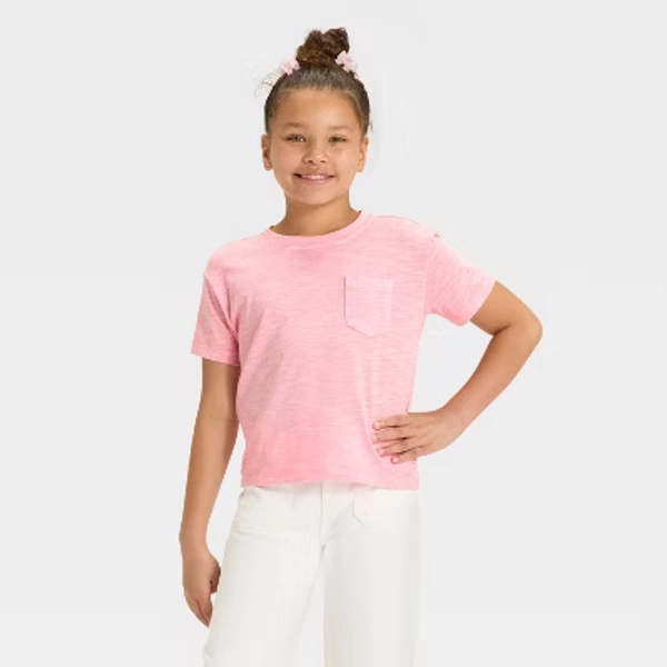 Girls' Short Sleeve Relaxed Fit T-Shirt - Cat & Jack™ Light Pink M