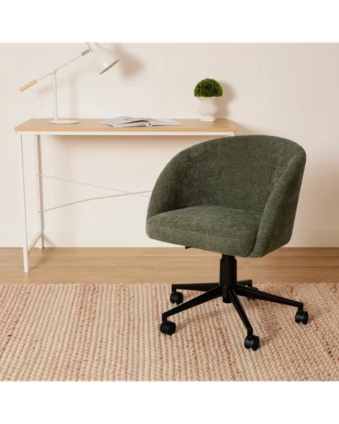 Chenille Office Chair - Green - No Colour - One Size