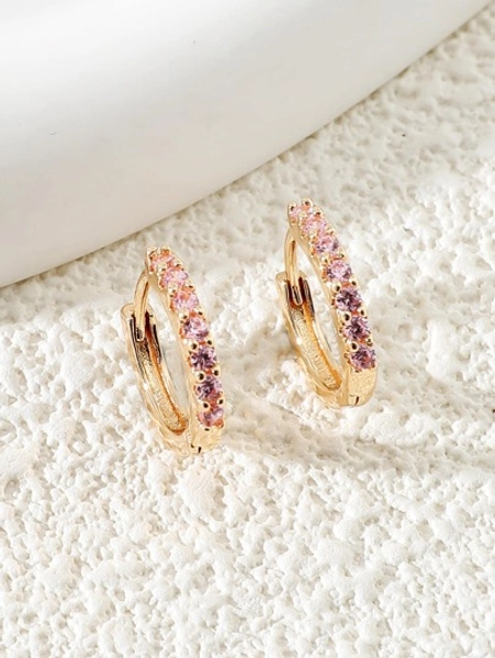 1 paio Orecchini circolari zirconia cubica mini per donne