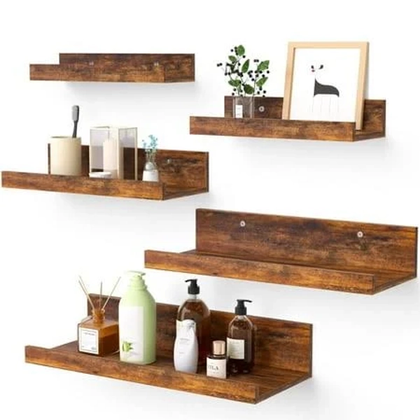 Floating Shelves Sindcom Wood Shelf Wall Mounted Set of 5