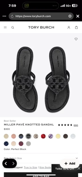 Miller Pavé Knotted Sandal in black, size 8.5