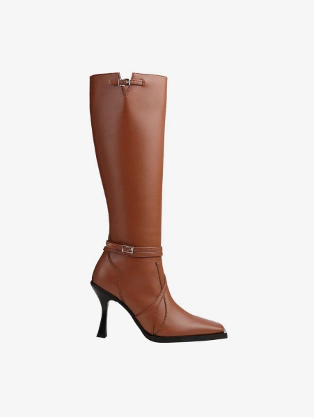 Alicia Vegan Apple Leather Knee Boots | Chestnut - UK2 / EU35 / US5
