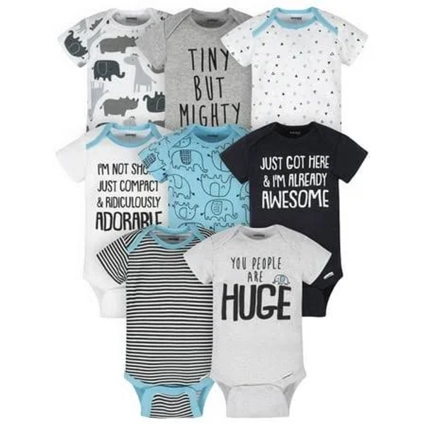 8-Pack Baby Neutral Elephant Onesies Brand Bodysuits