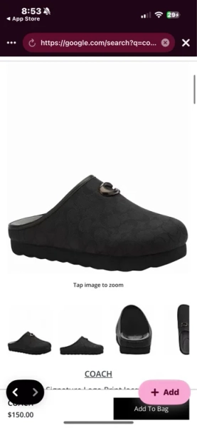 COACH Hadley Signature Logo Print Jacquard Clogs