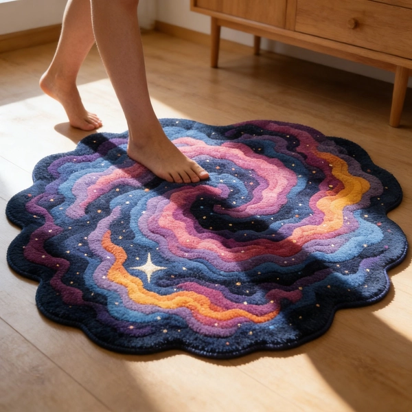 Plush Soft High-Quality Velvet Dot Carpet, Thickened 8mm, Anti-Slip, Dreamy Gradient Nebula, Irregular, Easy to Clean, Soft And Comfortable, 1pc, Living Room Bedroom Car, Romantic Sweet High-End Creative Art Decor, Floor Mat, Gift for Friends