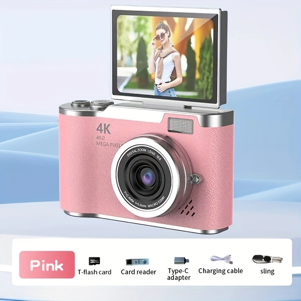 4K HD Digital , 2.4 Inch Flip Screen, Professional Photography And  Recording Tool, Ideal for Beginners Vlog, Perfect Gift for Thanksgiving And Christmasexcluding TF Card)