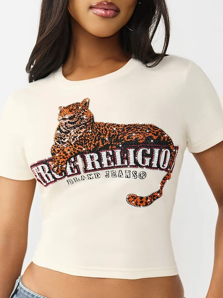 CRYSTAL LEOPARD LOGO BABY TEE