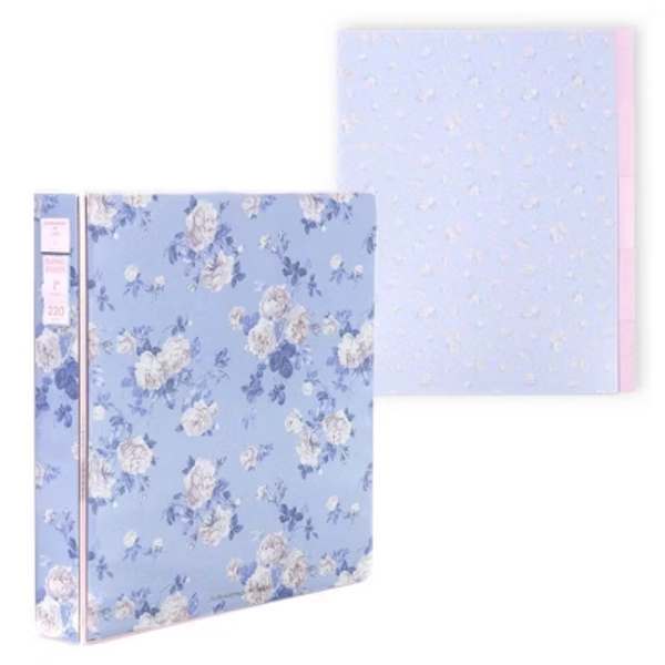 LoveShackFancy x Target - Yoobi Everblooming Rosettes 1" Binder and 5-Tab Dividers Whisper Blue