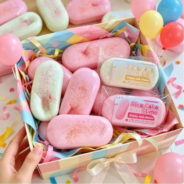 Large Size Rice Cake Mochi Squishy Toy, Big Chewy Sticky Slow Rising Cheese Strip Squeeze Fidget