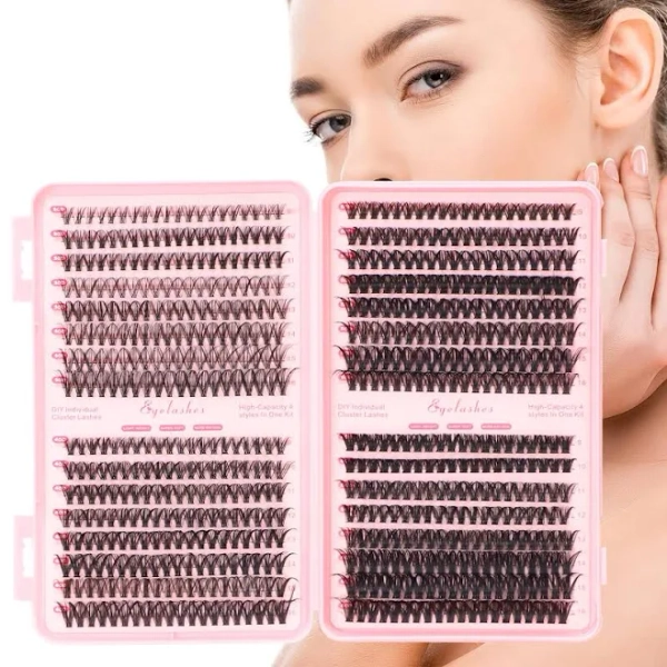 Cluster Lashes 640pcs with 30D 40D 50D 60D, Lash Clusters in D Curl 9-16mm, Eyelash Clusters for Natural Look DIY at Home, Individual Eyelashes Soft
