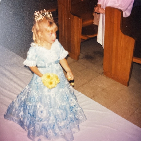 1970s Cute Adorable Little Blonde Flower Girl at Wedding Original Photo P3n22