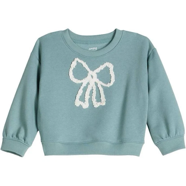Girls 4-12 Jumping Beans Embellished Crew Sweatshirt, Girl's, Center Bow Mint