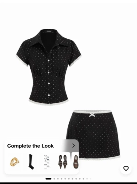 Cotton Plaid Collar Short Sleeve Blouse & Mid Rise Lace Trim Bowknot Mini Skirt Set