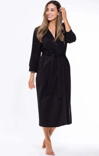 Women's Long V-Neck Cotton Soft Knit Robe