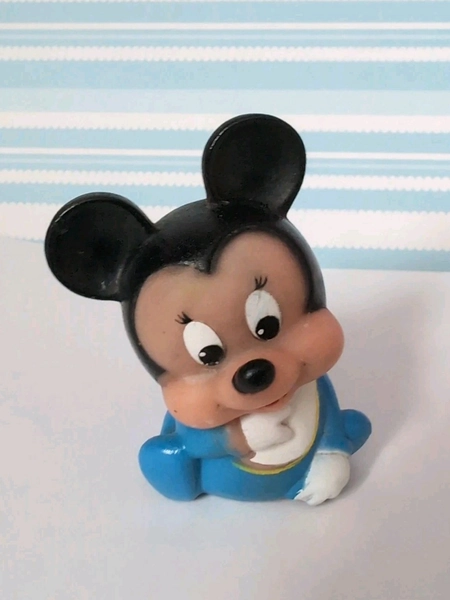 Vintage 1980' s Baby Mickey Squeaky Toy Walt Disney European Plastic 