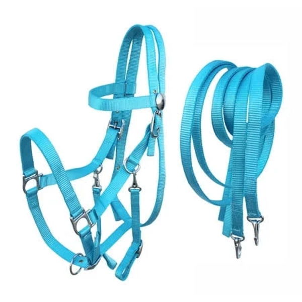 Prorider English Western Horse Nylon Halter Bridle Combo with Reins