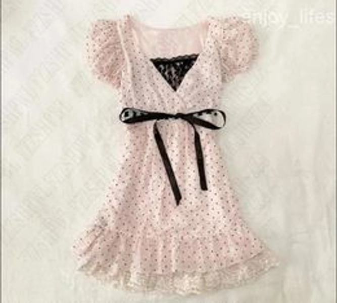Casual Dresses Polka Dot Vintage Pink Cute Dress Aesthetic Slim Y2K Short Sleeve Sundress Women Sweet Clothing Fashion Harajuku Lace Frock From &Price; | DHgate