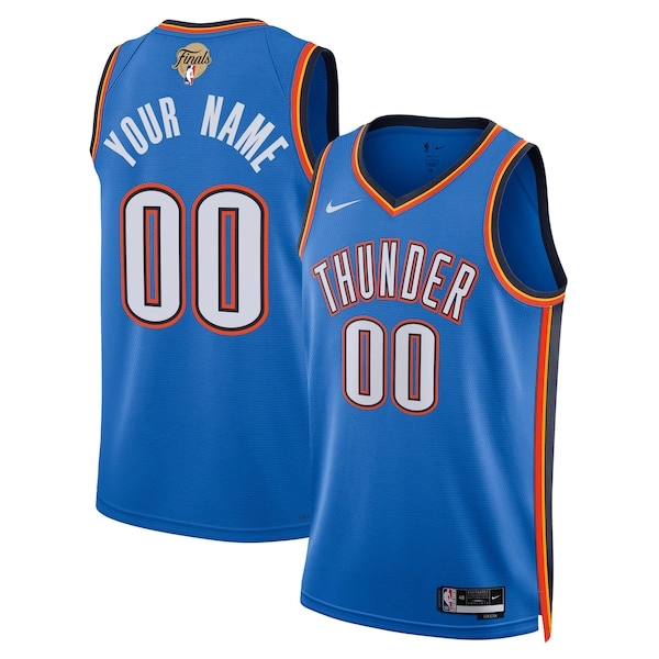 Unisex Oklahoma City Thunder Nike Blue 2025 NBA Finals Patch Custom Swingman Jersey - Icon Edition