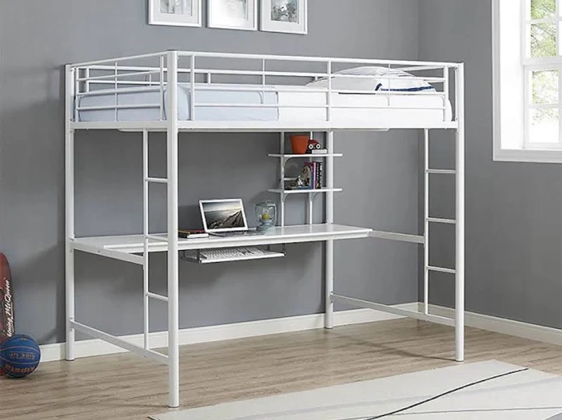 Walker Edison Full Loft Bed with Workstation