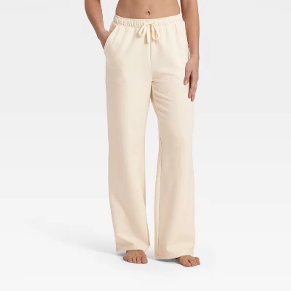 Women's Fleece Wide Leg Sweatpants - Auden™ Cream M