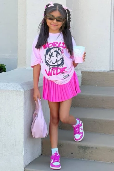 Fashion Nova Kids' Mini Good Vibes Worldwide Top