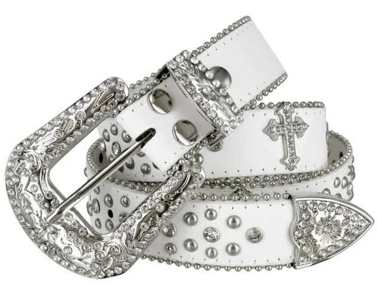 50127 Rhinestone Western Leather Belt