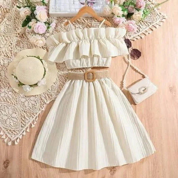 Girls' Sleeveless Ruffle Top and Belt Outfit