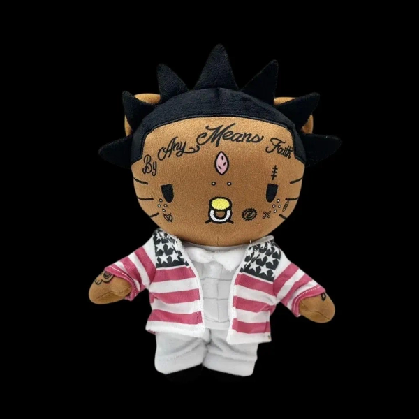 Lil Uzi Vert Plushie - Hello Kitty Inspired Rap Doll with pink tape outfit