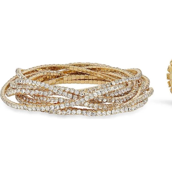 STEELTIME Women's Simulated Diamond Stretch Bracelet & Ring Set