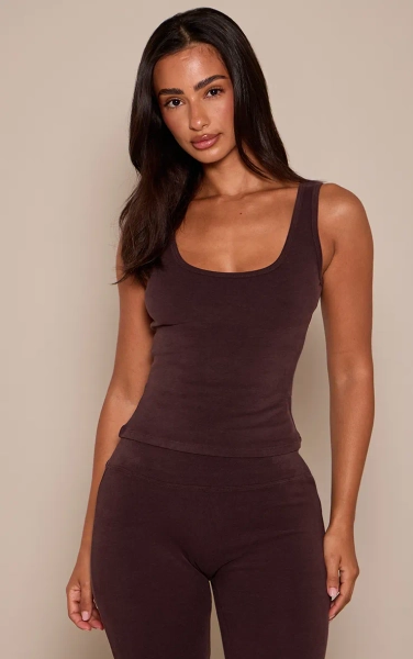 Petite PLT Chocolate Soft Cotton Vest Top