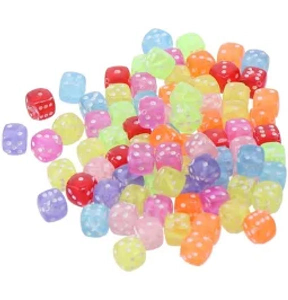 YYlingx 80Pcs 8mm Dice Shape Beads,Colorful Dice Charming Beads for Jewelry Making Bracelets Necklaces Earring Key Chains