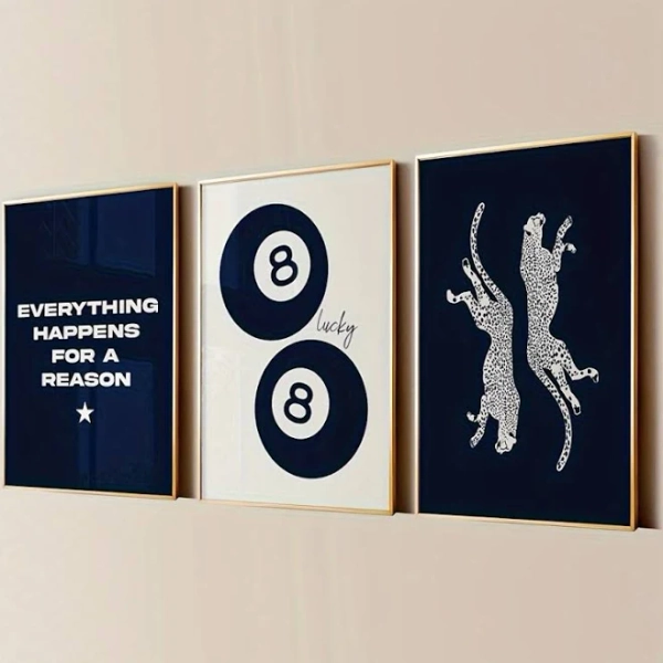 Navy Blue 2D Flat Room Decor Wall Art Posters