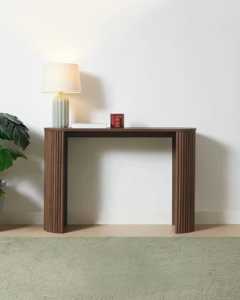 Ryan Ribbed Console Table - Walnut - One Size