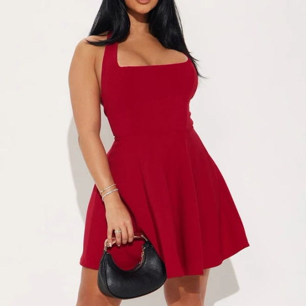 Fashion Nova Alena Pleated Crepe Mini Dress