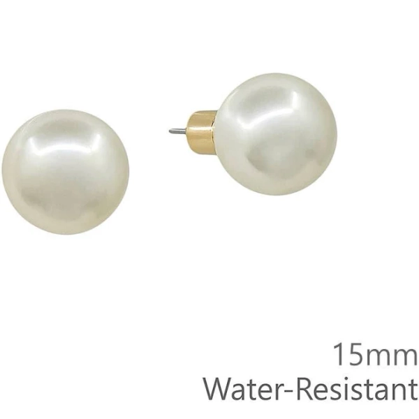 14mm Water Resistant Pearl Stud Earring
