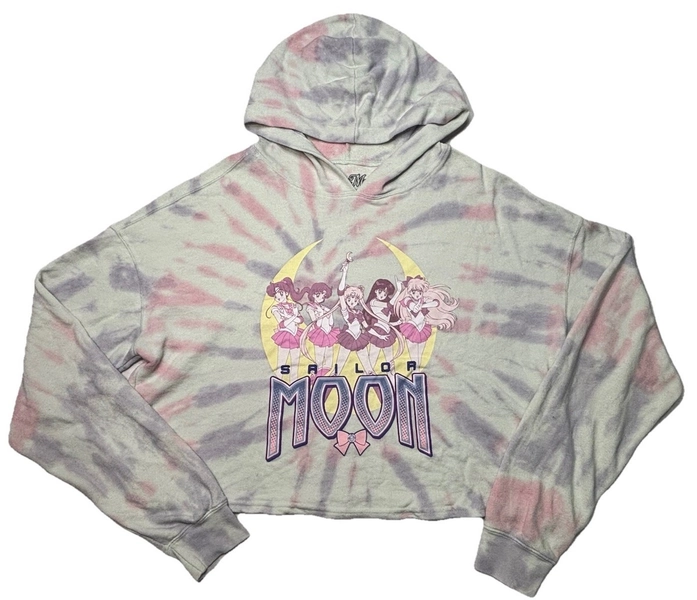 Sailor Moon Cropped Hoodie XL Tie Dye Anime Graphic Y2K Womens Sweatshirt
