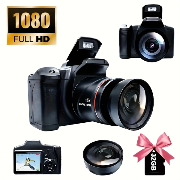 Digital Camera Photography With 2.4-inch LCD Screen, 16xdigital Camera 1080p Mini Camera Vlog Camera With 9.88mm Wide-angle Lens Cool Stuff Travel Essentials Gift, Body Camera Compact Travel Camera, Camera For Vlogqing, Cameras For Photography