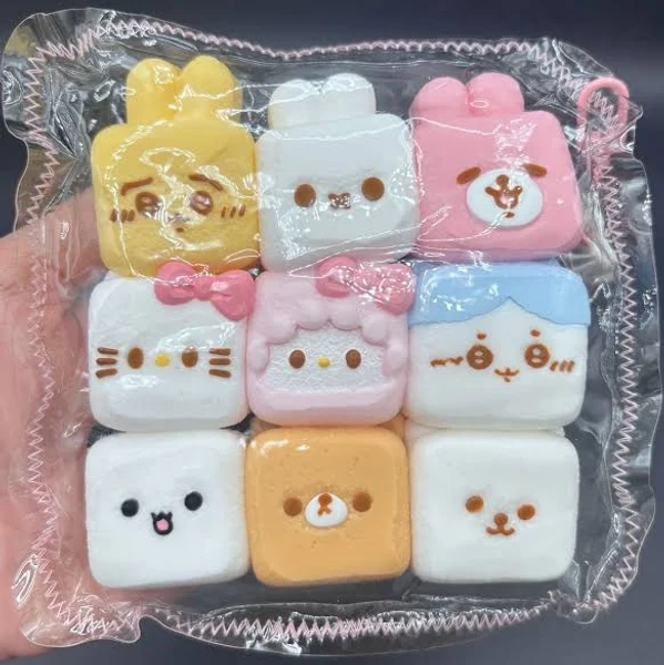 Pack of 9 Cartoon Mix Soft Taba Squishy