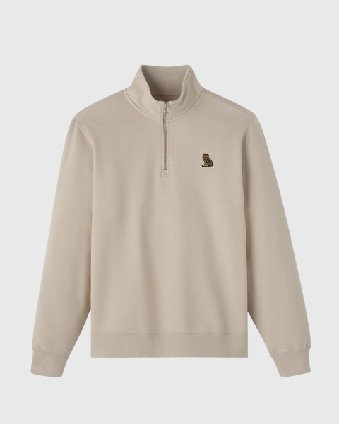 Classic Quarter-Zip Mockneck Sweatshirt - Sandstone - SANDSTONE / XXS