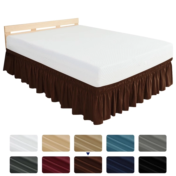 Subrtex Elastic Wrap Around Bed Skirt Dust Ruffle Smooth Soft Bed Frame Cover 15-inch Drop (Twin, Chocolate) - Walmart.com