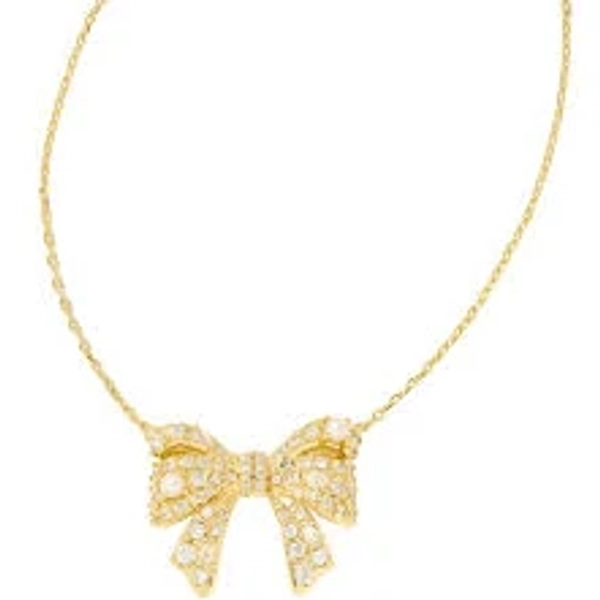 Kendra Scott Gold Crystal Bow Pendant Necklace