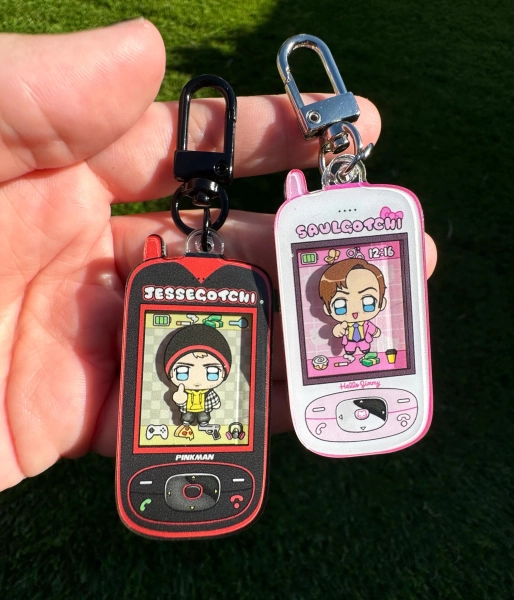Saul Goodman Jesse Pinkman Tamagotchi Phone Virtual Pet Acrylic 3D Charm || BCS Breaking Bad Cute Kawaii Anime Keychain Chibi Mini