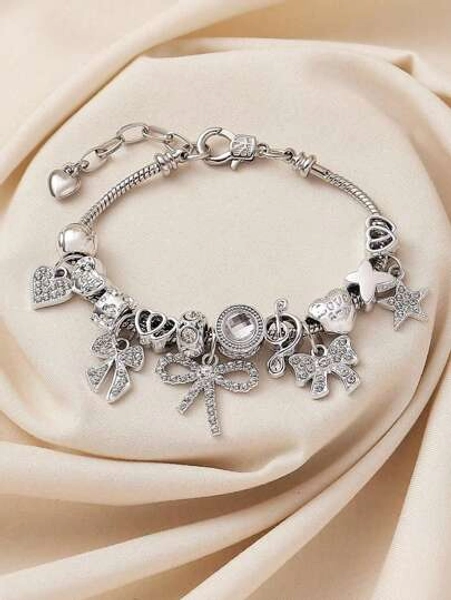 1pc Luxurious Elegant Handmade Beaded, Crystal, Bowknot, Star, Music Note Adjustable Copper Bracelet For Women, Suitable For Gifts, Bars, Nightclubs, Travel, Parties, Casual Everyday Wear